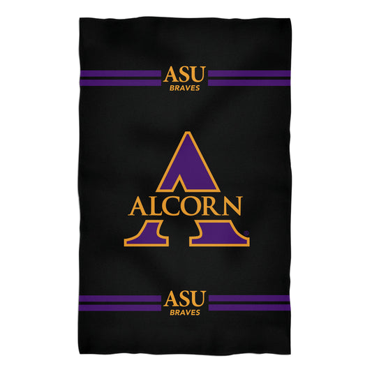 Alcorn State University Braves Black Beach Bath Towel by Vive La Fete