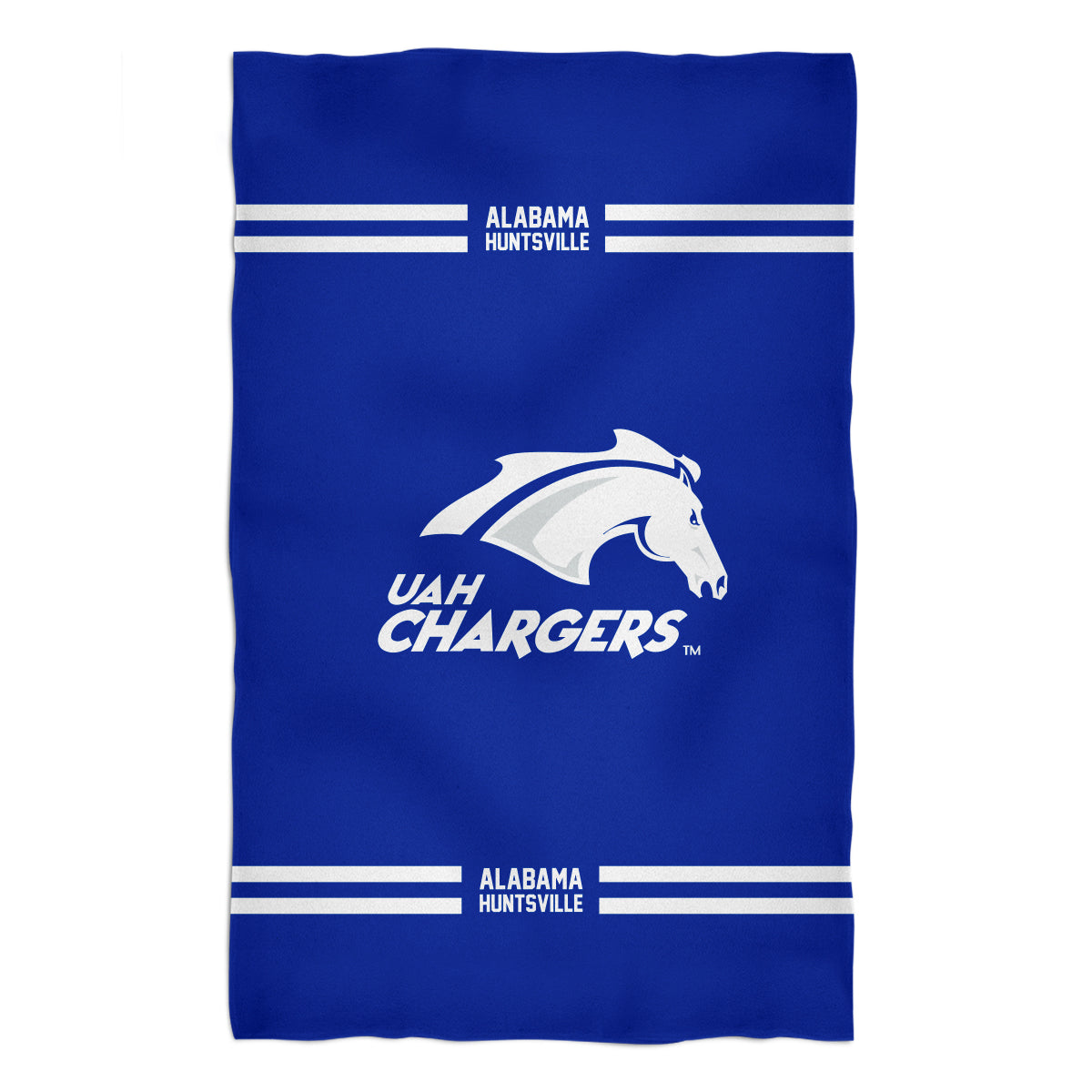 Alabama at Huntsville Chargers Blue Beach Bath Towel by Vive La Fete