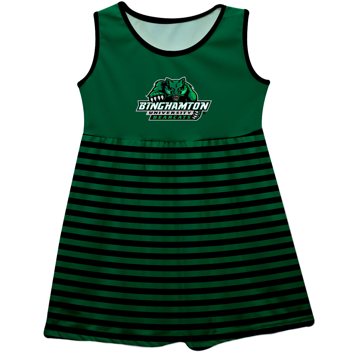 Binghamton University Bearcats Girls Game Day Sleeveless Tank Dress Solid Green Logo Stripes on Skirt by Vive La Fete, Infant / 18M Binghamton University Bearcats Girls Game Day Sleeveless Tank Dress Solid Green Logo Stripes on Skirt by Vive La Fete, Infant / 18M