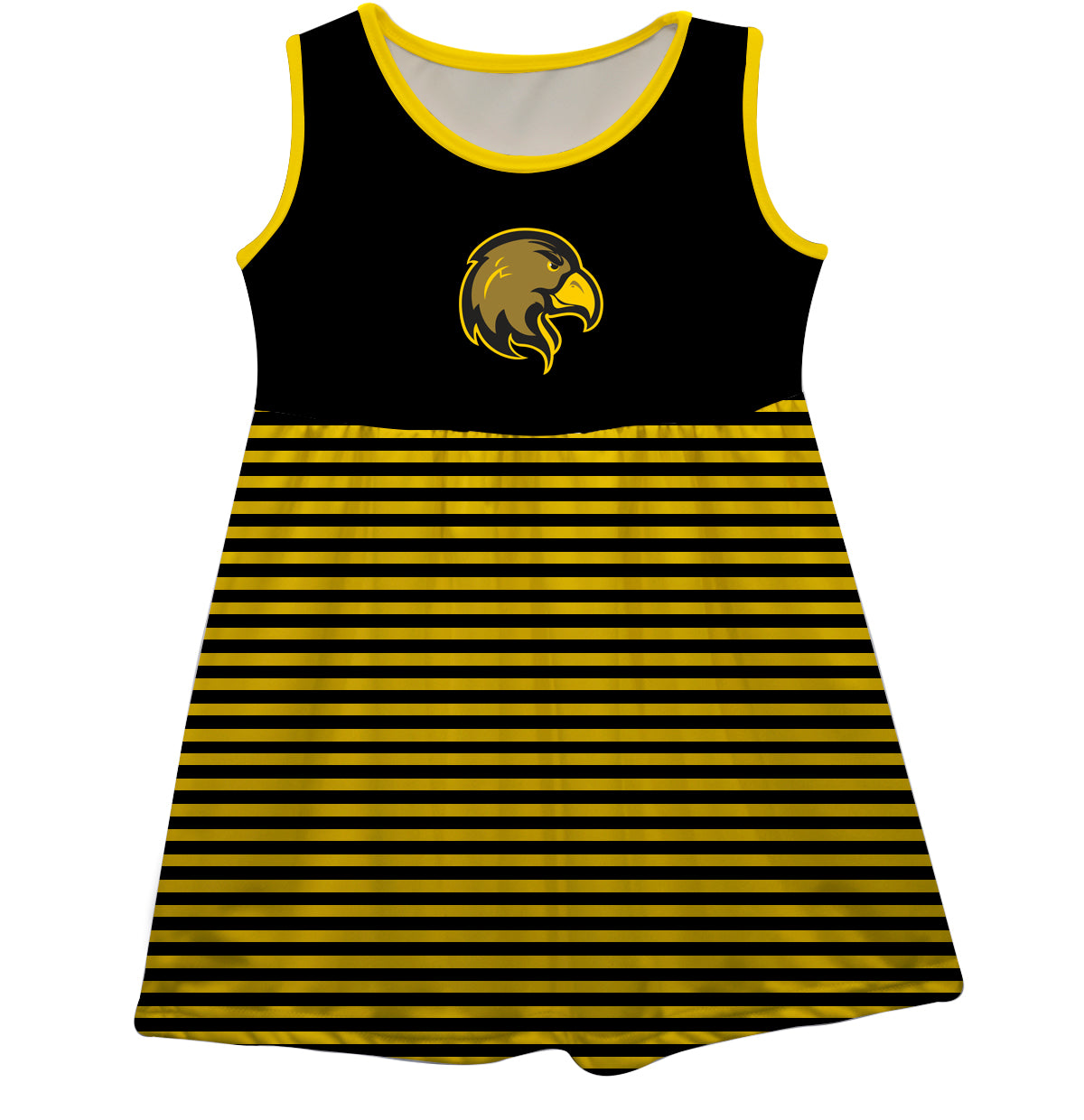 Cal State LA Golden Eagles Girls Game Day Sleeveless Tank Dress Solid Black Logo Stripes on Skirt by Vive LA Fete, Toddler / 2