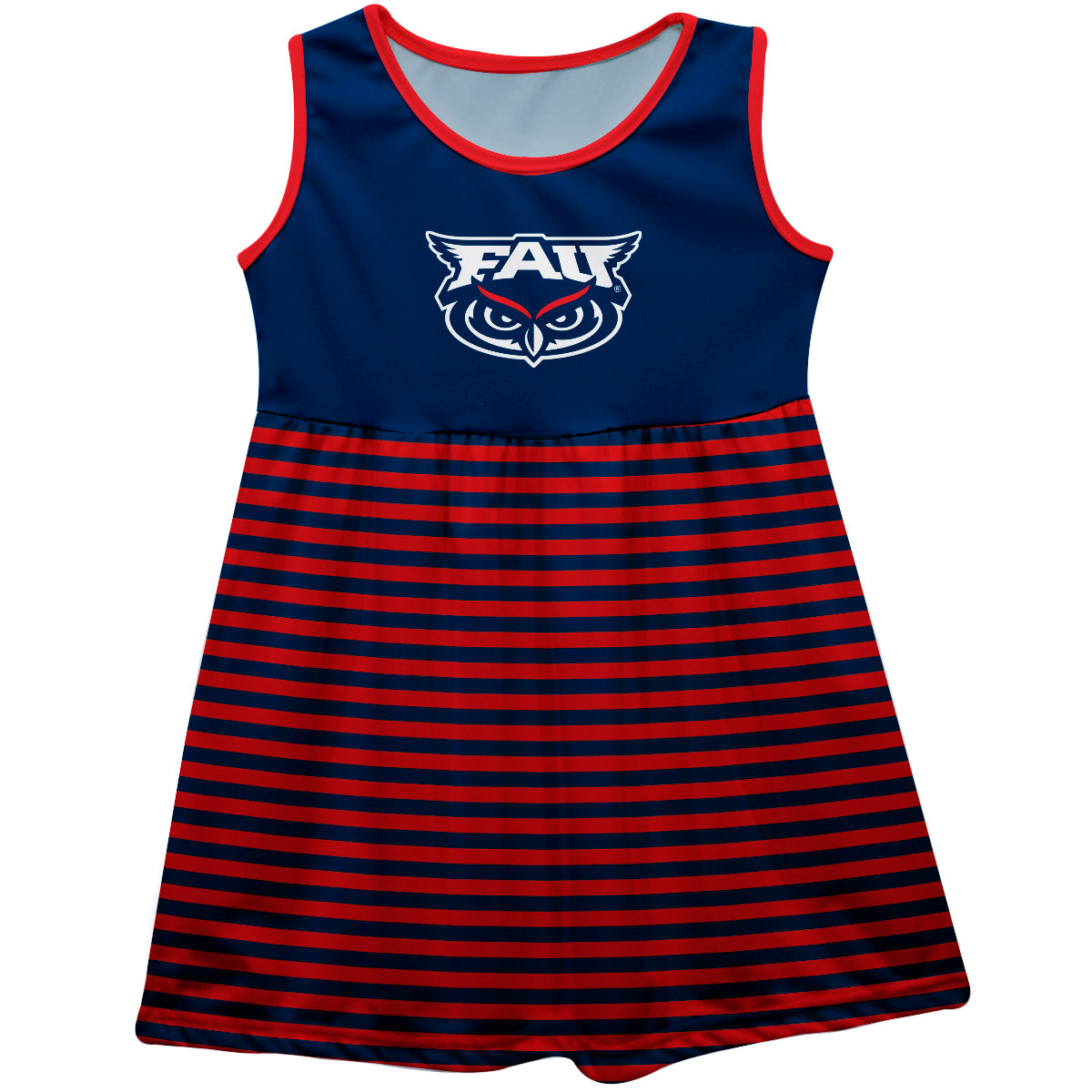 Florida Atlantic Owls Girls Game Day Sleeveless Tank Dress Solid Navy Logo Stripes on Skirt by Vive La Fete, Toddler / 4