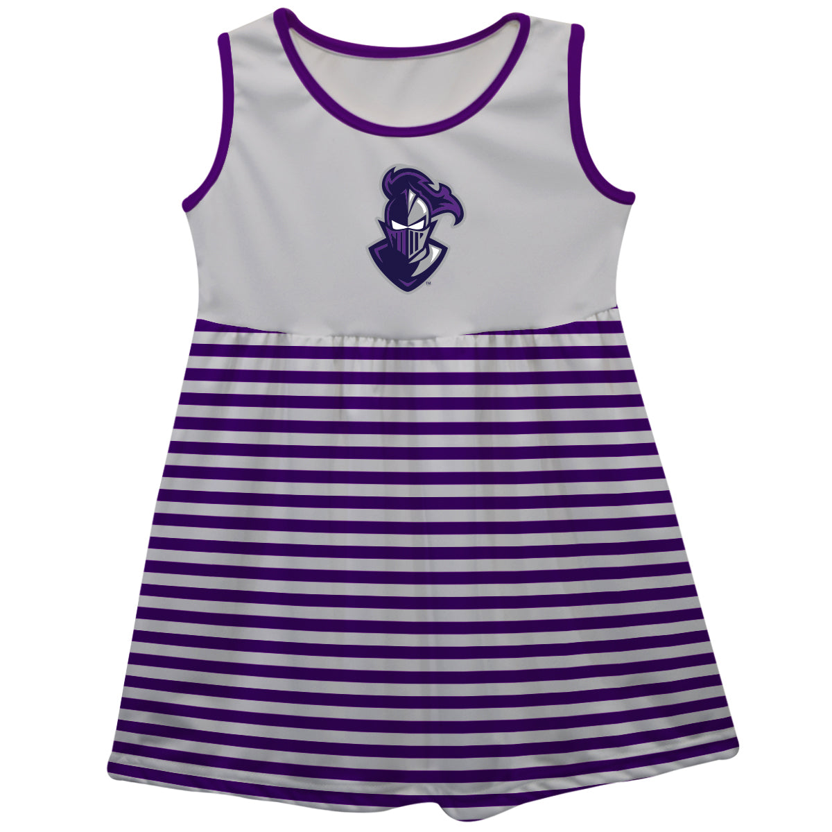 Furman Paladins Girls Game Day Sleeveless Tank Dress Solid White Logo Stripes On Skirt by Vive La Fete, Toddler / 3