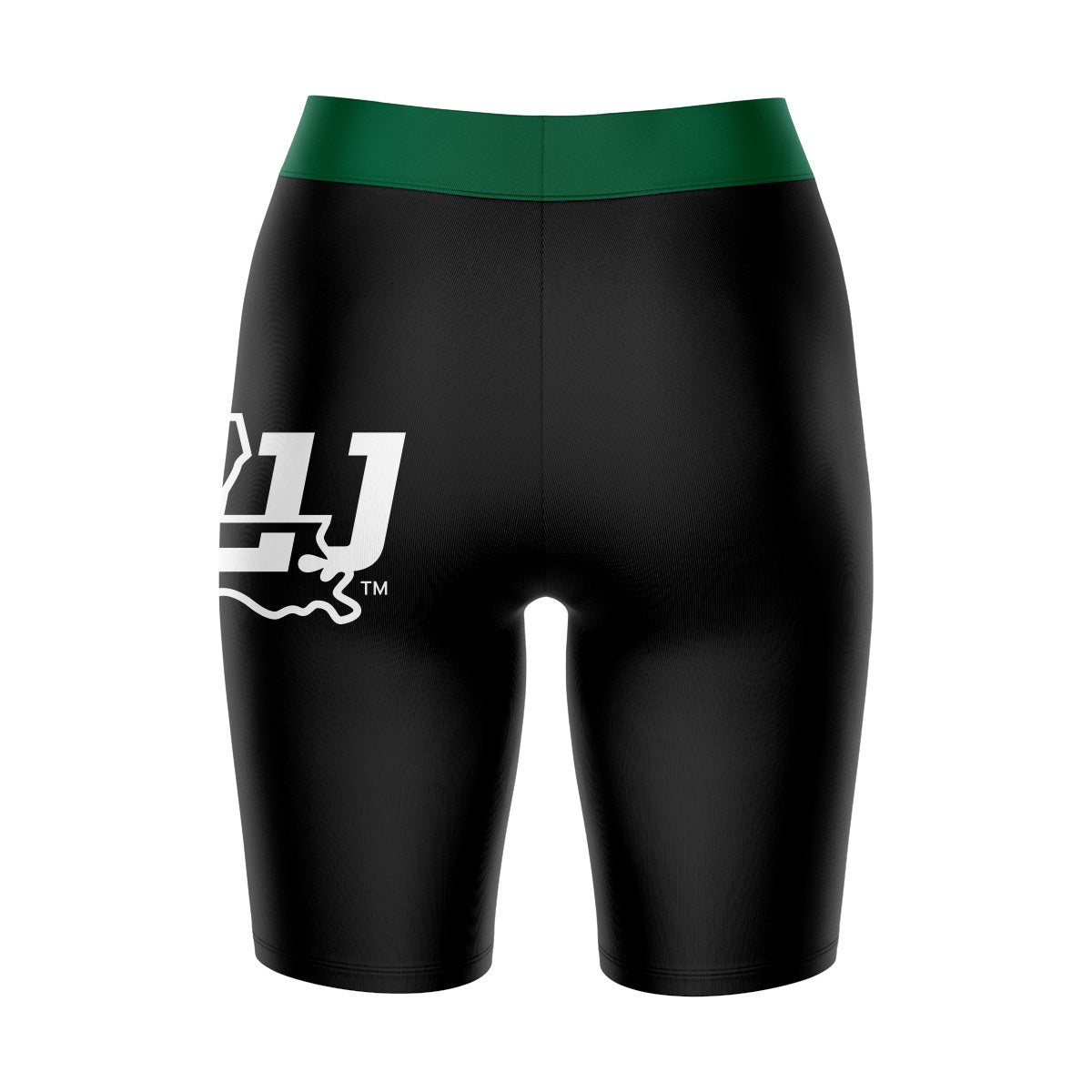 Southeastern Lions Game Day Logo on Thigh and Waistband Black and Green Womens Bike Shorts by Vive La Fete