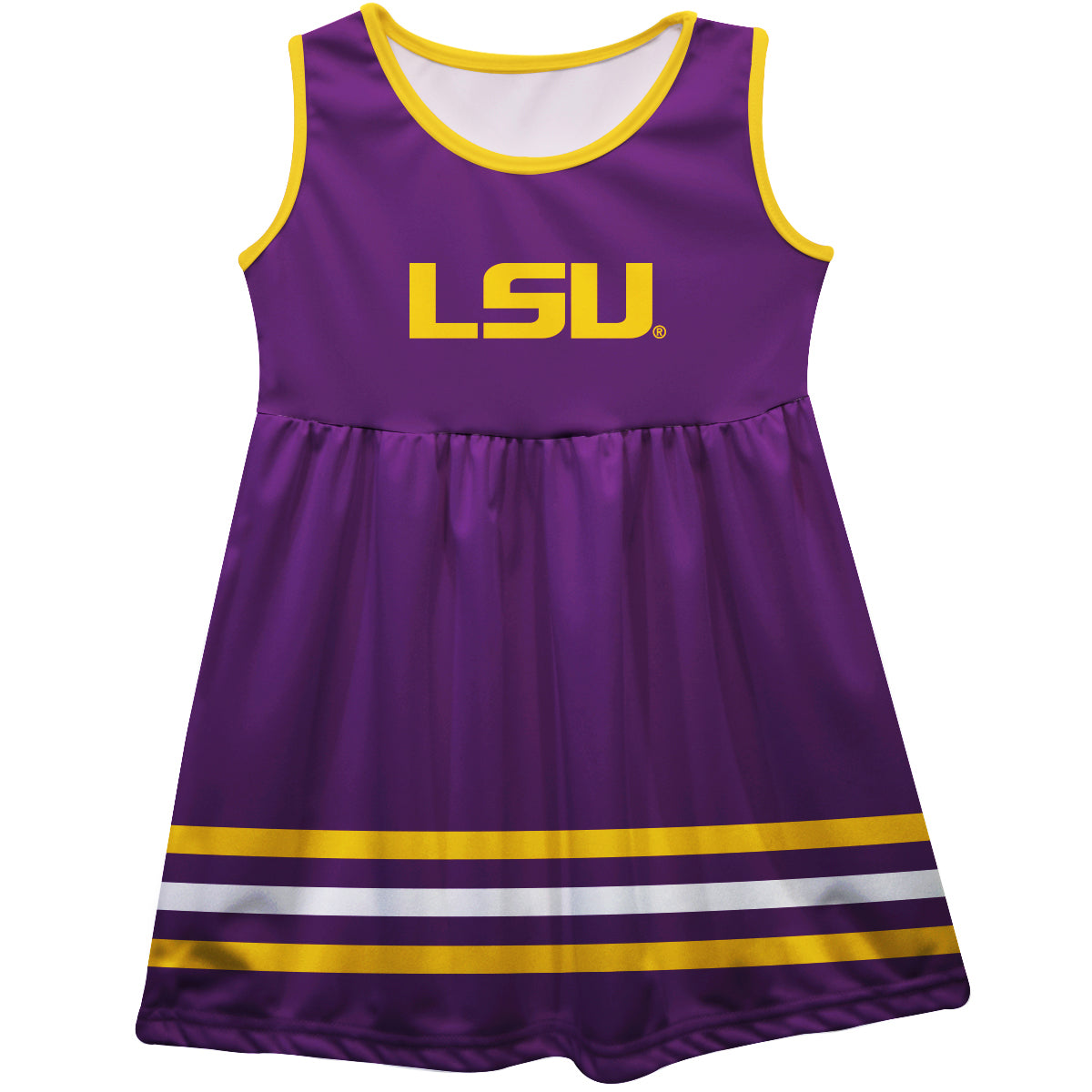 LSU Tigers Purple Sleeveless Tank Dress With Gold Stripes by Vive La Fete, Infant / 24M LSU Tigers Purple Sleeveless Tank Dress With Gold Stripes by Vive La Fete, Infant / 24M