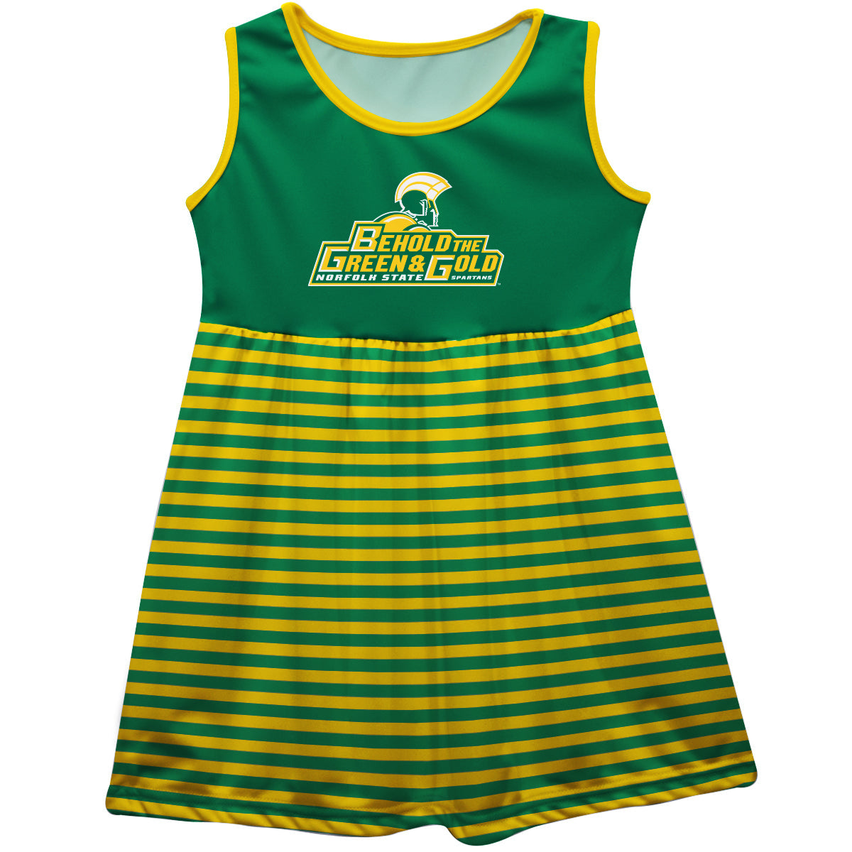 Norfolk State Spartans Girls Game Day Sleeveless Tank Dress Solid Green Logo Stripes on Skirt by Vive La Fete, Infant / 24M Norfolk State Spartans Girls Game Day Sleeveless Tank Dress Solid Green Logo Stripes on Skirt by Vive La Fete, Infant / 24M