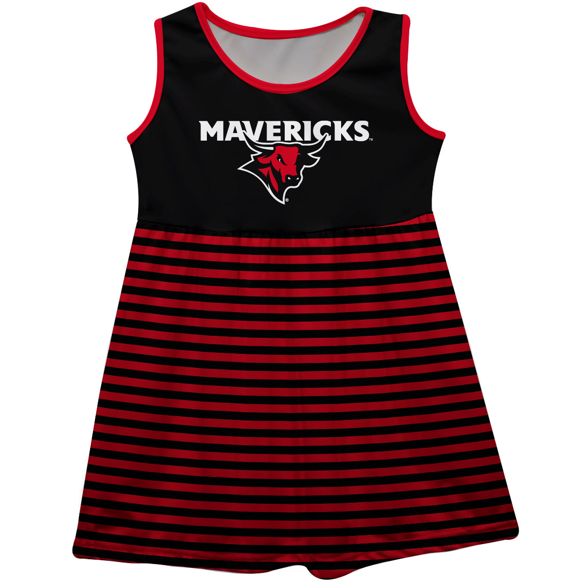 Omaha Mavericks Girls Game Day Sleeveless Tank Dress Solid Black Mascot Stripes on Skirt by Vive La Fete, Infant / 12M