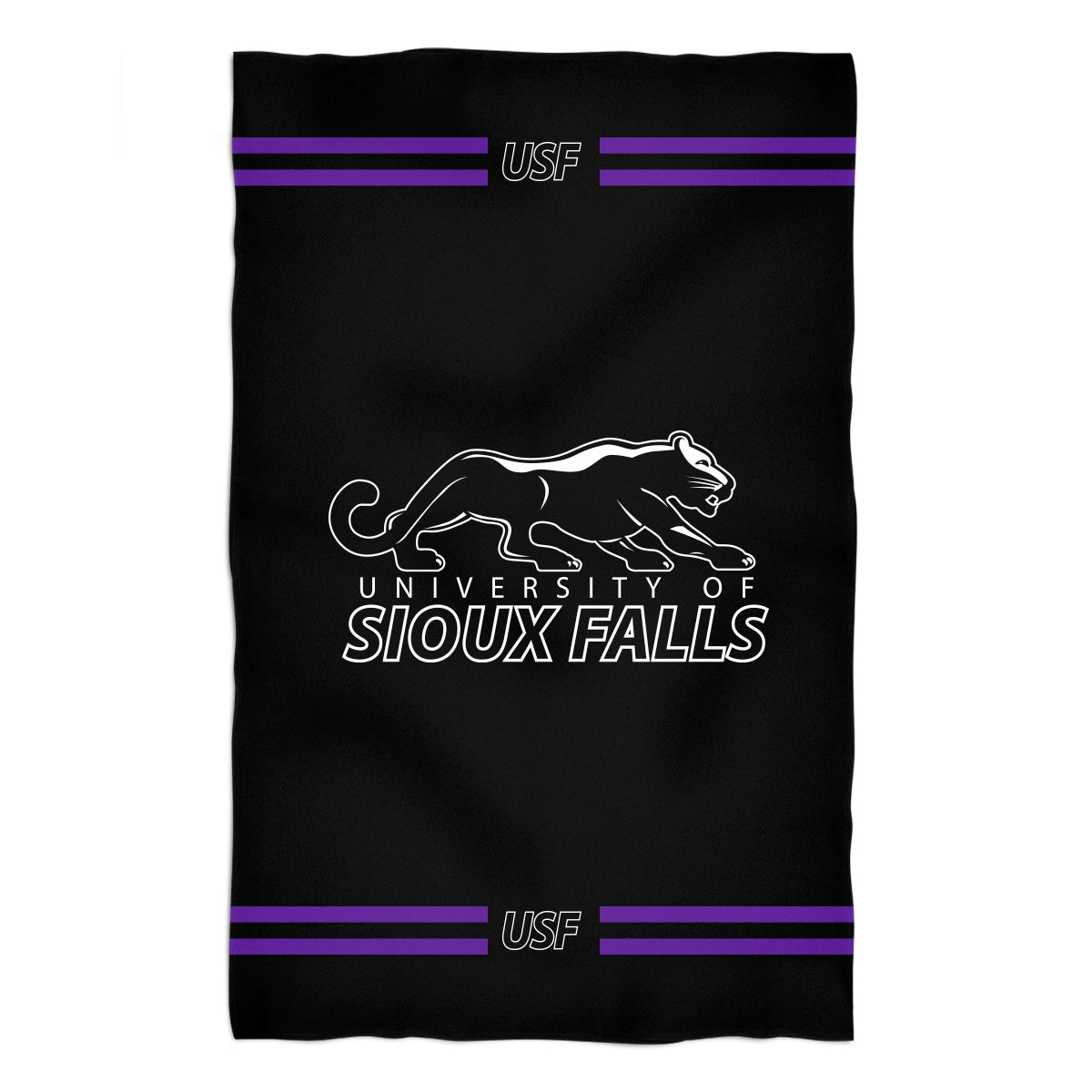 Sioux Falls Cougars USF Black Beach Bath Towel by Vive La Fete