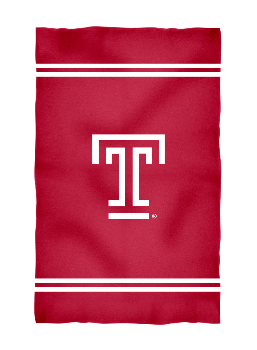 Temple Owls TU Red Beach Bath Towel by Vive La Fete