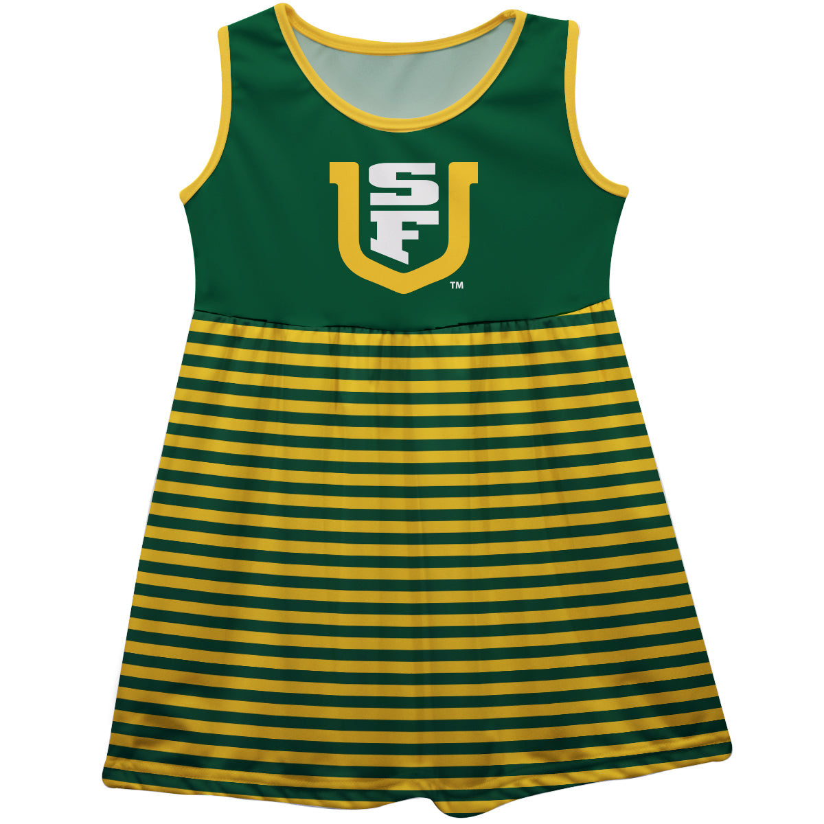 San Francisco Dons USF Girls Game Day Sleeveless Tank Dress Solid Green Logo Stripes on Skirt by Vive La Fete, Infant / 12M San Francisco Dons USF Girls Game Day Sleeveless Tank Dress Solid Green Logo Stripes on Skirt by Vive La Fete, Infant / 12M