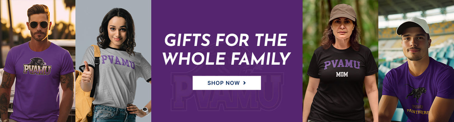 Gifts for the Whole Family. People wearing apparel from Prairie View A&M University Panthers