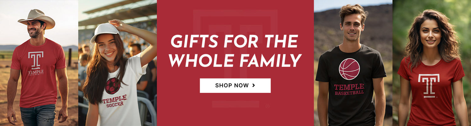Gifts for the Whole Family. People wearing apparel from Temple University Owls