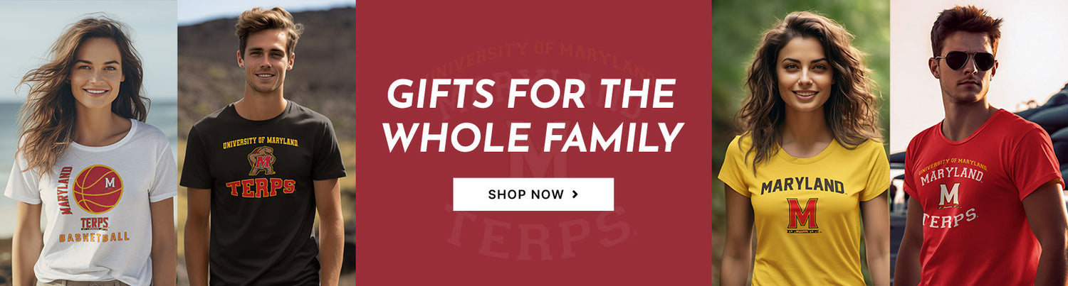 Gifts for the Whole Family. People wearing apparel from University of Maryland Terrapins