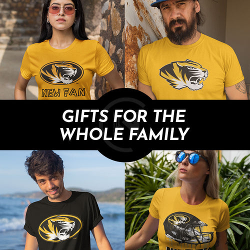 Gifts for the Whole Family. People wearing apparel from University of Missouri Tigers - Mobile Banner