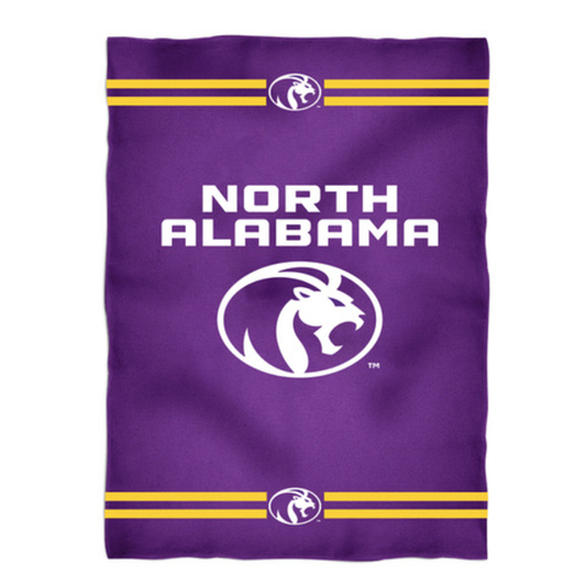 North Alabama Lions Game Day Soft Premium Purple Throw Blanket 40 x 58 Logo and Stripes by Vive La Fete