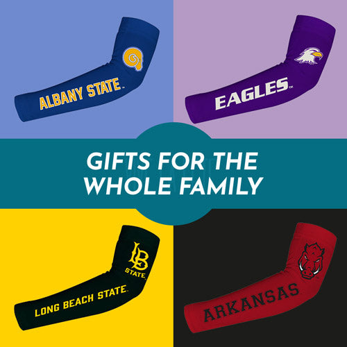 Gifts for the Whole Family. People wearing apparel from Vive La Fete College Arm Sleeves - Mobile Banner