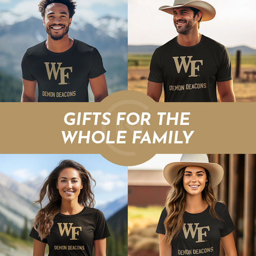 Gifts for the Whole Family. People wearing apparel from Wake Forest University Demon Deacons - Mobile Banner