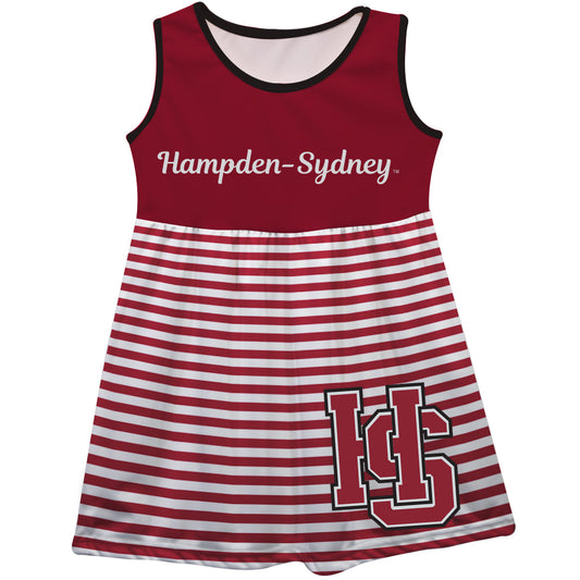 Hampden Sydney Big Logo Maroon And White Stripes Tank Dress by Vive La Fete-Campus-Wardrobe