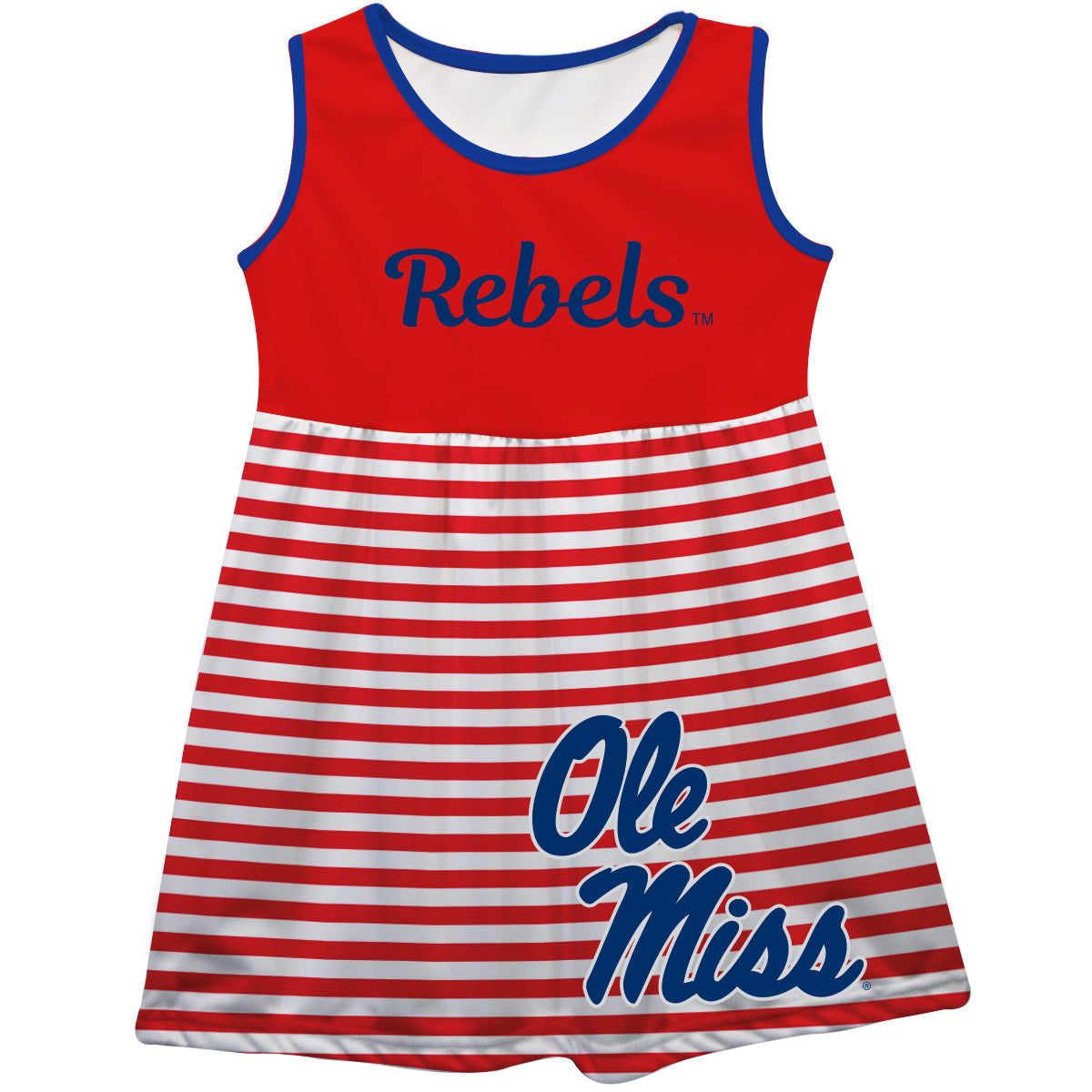 Mississippi Rebels Big Logo Red And White Stripes Tank Dress by Vive La Fete, Youth / M