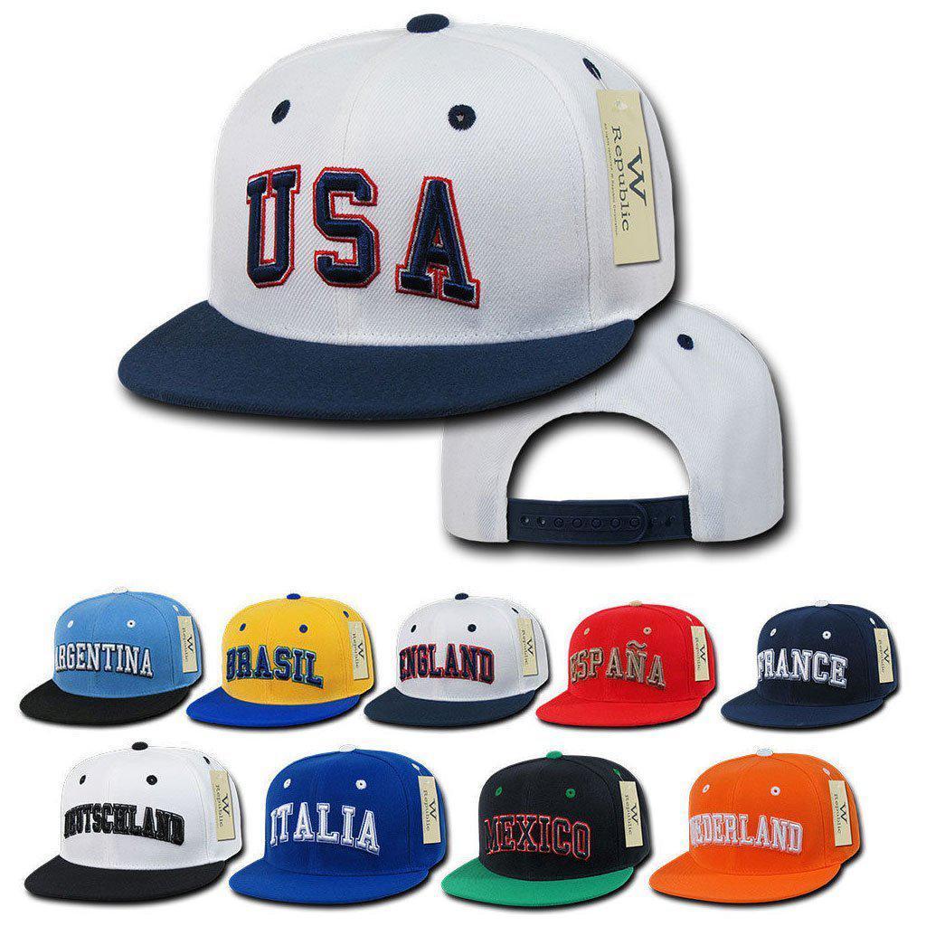 1 Dozen Country Logo Freshmen Pro 6 Panel Flat Bill Baseball Caps Hats Wholesale Bulk-Campus-Wardrobe