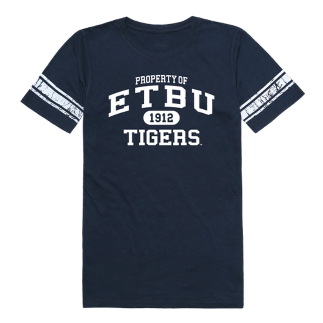 East Texas Baptist University Tigers Womens Property Football T-Shirt Tee