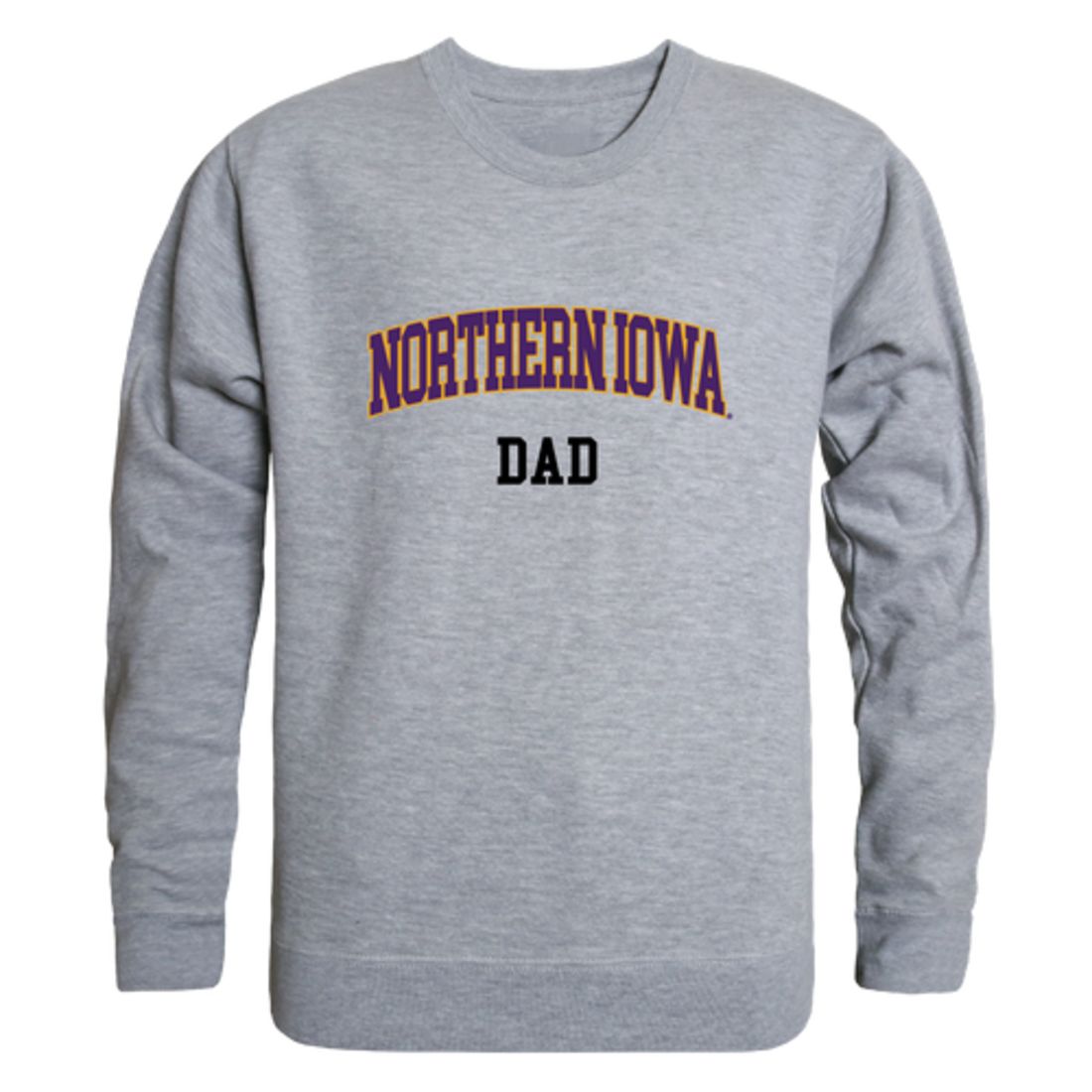 University of Northern Iowa Panthers Dad Fleece Crewneck Pullover Sweatshirt Heather Charcoal-Campus-Wardrobe