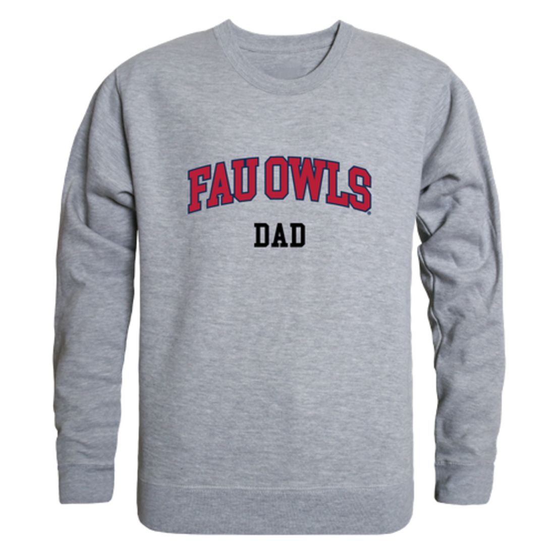 FAU Florida Atlantic University Owls Dad Fleece Crewneck Pullover Sweatshirt Heather Grey-Campus-Wardrobe