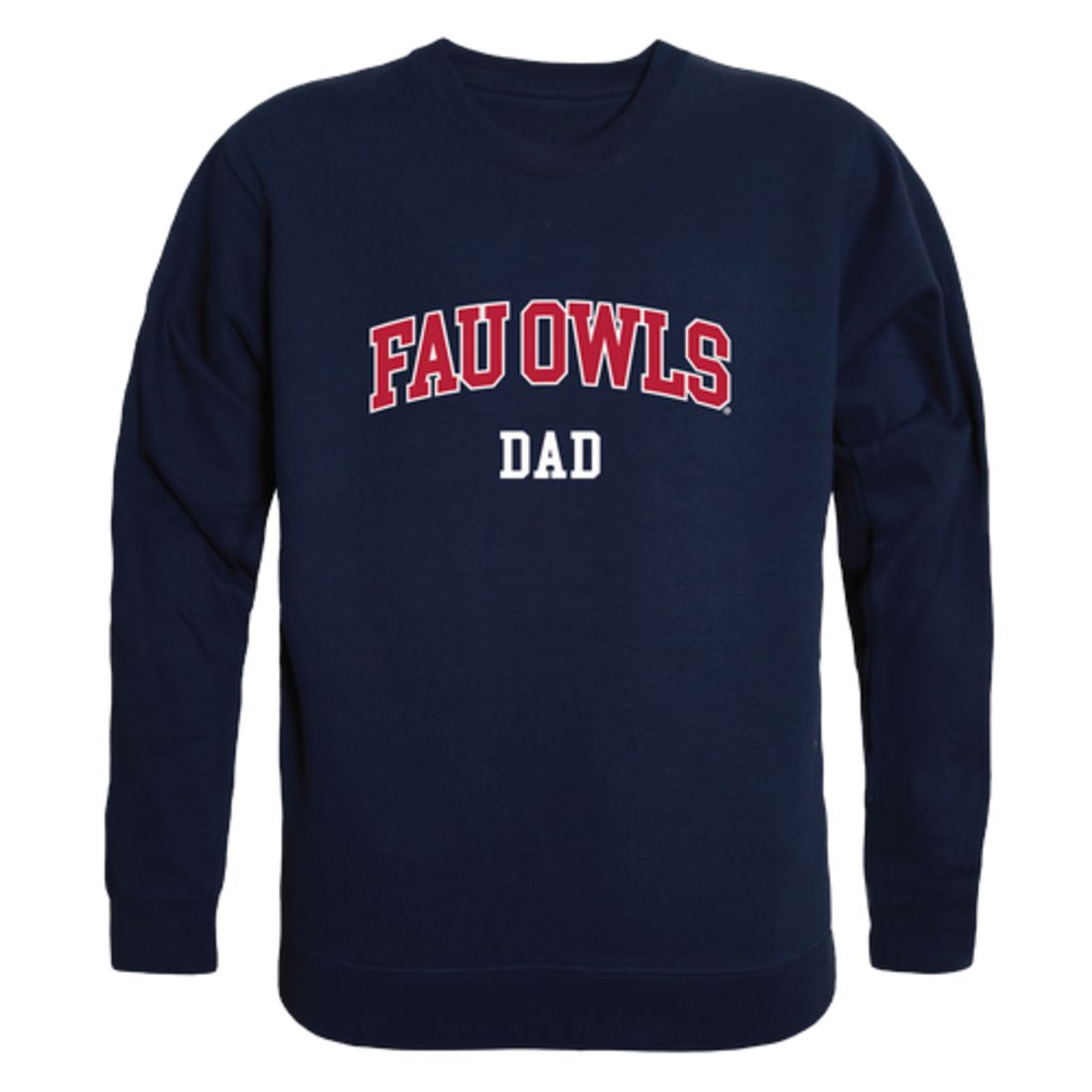 FAU Florida Atlantic University Owls Dad Fleece Crewneck Pullover Sweatshirt Heather Grey-Campus-Wardrobe