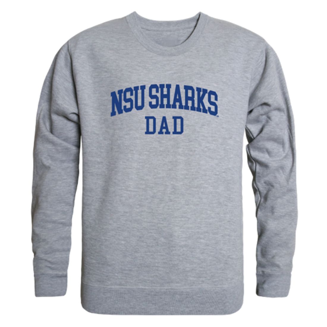 NSU Nova Southeastern University Sharks Dad Fleece Crewneck Pullover Sweatshirt Heather Grey-Campus-Wardrobe