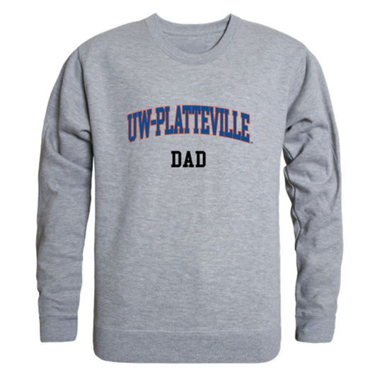 UW University of Wisconsin Platteville Pioneers Dad Fleece Crewneck Pullover Sweatshirt Heather Grey-Campus-Wardrobe