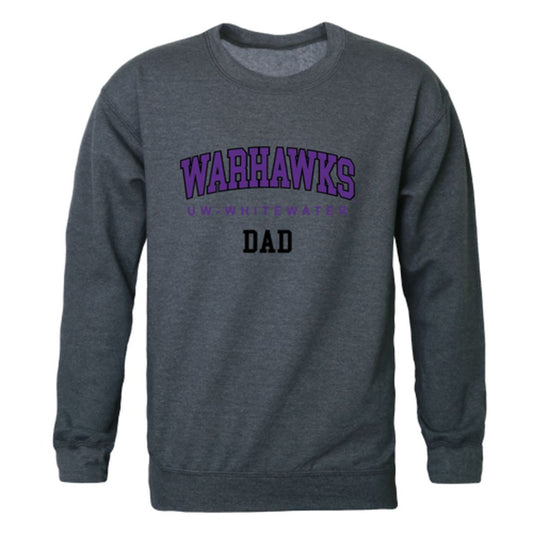 UWW University of Wisconsin Whitewater Warhawks Dad Fleece Crewneck Pullover Sweatshirt Heather Charcoal-Campus-Wardrobe