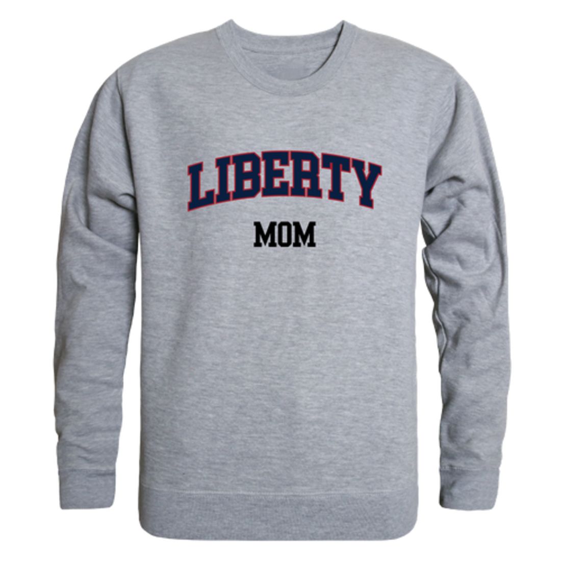 Liberty University Flames Mom Fleece Crewneck Pullover Sweatshirt Heather Grey Small-Campus-Wardrobe