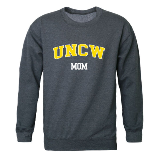 UNCW University of North Carolina Wilmington Seahawks Mom Fleece Crewneck Pullover Sweatshirt Heather Charcoal Small-Campus-Wardrobe