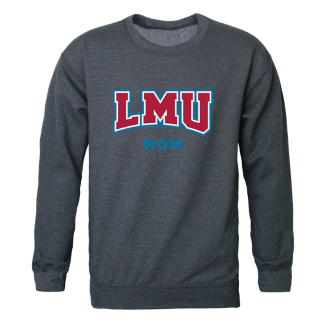 LMU Loyola Marymount University Lions Mom Fleece Crewneck Pullover Sweatshirt Heather Charcoal Small-Campus-Wardrobe