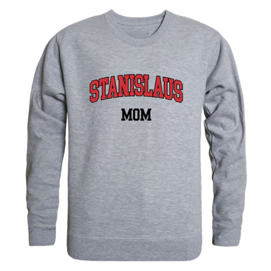 CSUSTAN California State University Stanislaus Warriors Mom Fleece Crewneck Pullover Sweatshirt Heather Grey Small-Campus-Wardrobe
