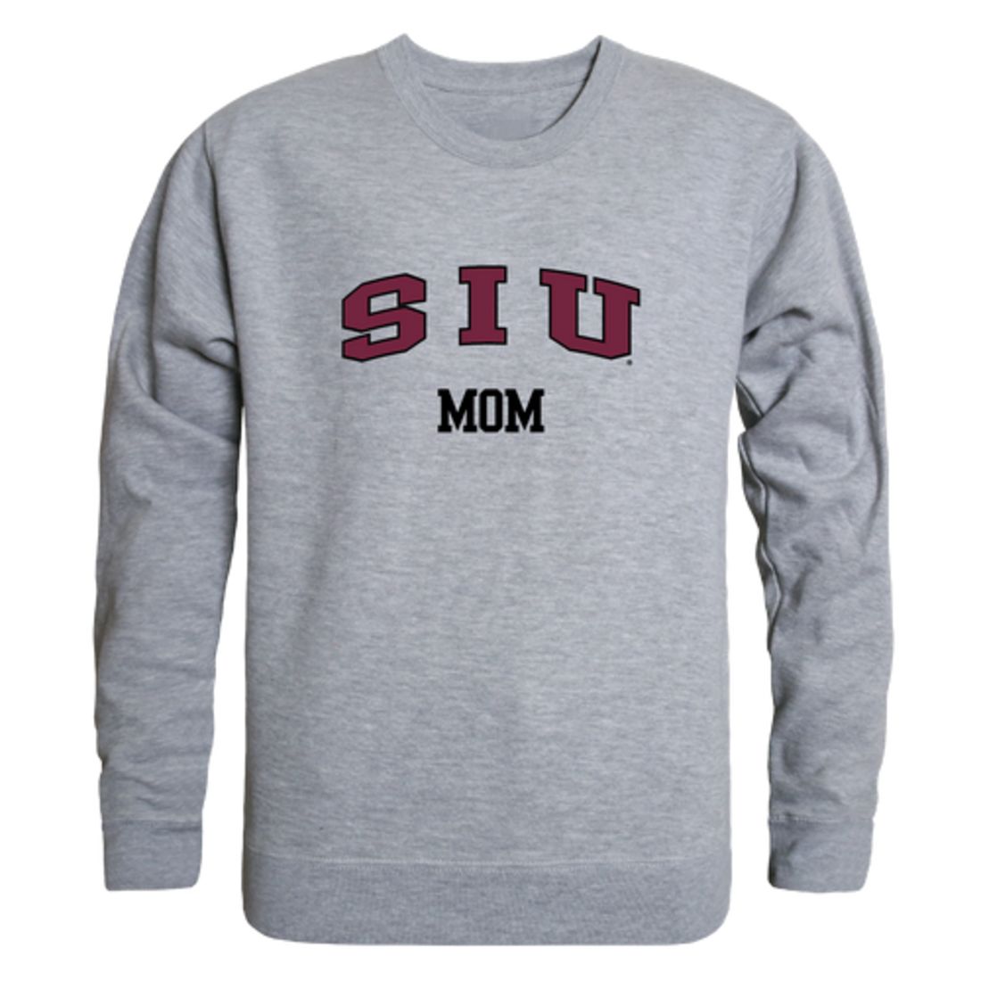 SIU Southern Illinois University Salukis Mom Fleece Crewneck Pullover Sweatshirt Heather Charcoal Small-Campus-Wardrobe