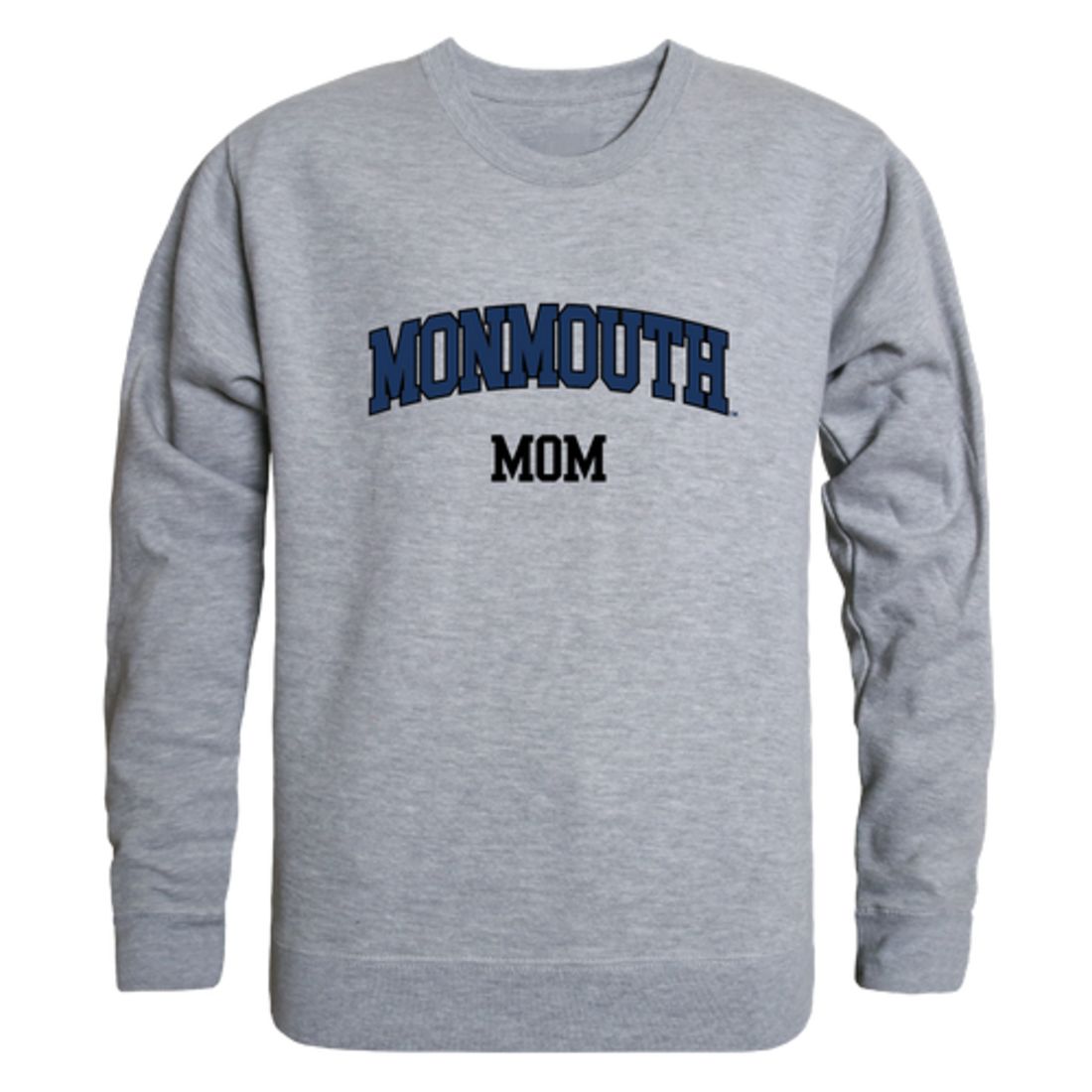 Monmouth University Hawks Mom Fleece Crewneck Pullover Sweatshirt Heather Grey Small-Campus-Wardrobe