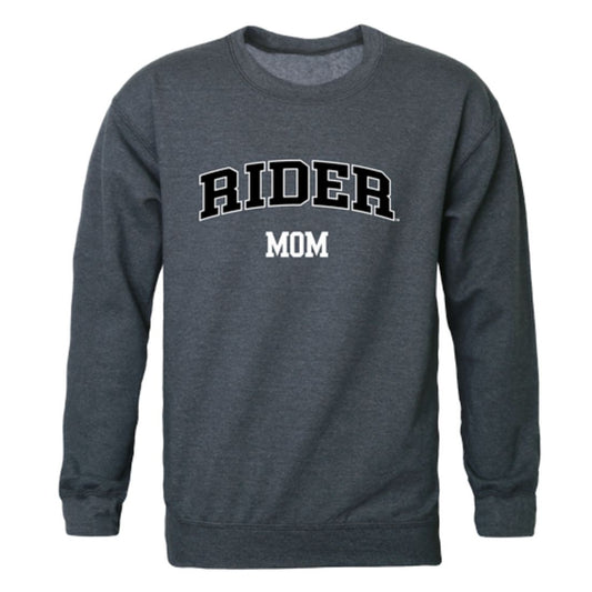 Rider University Broncs Mom Fleece Crewneck Pullover Sweatshirt Heather Charcoal Small-Campus-Wardrobe