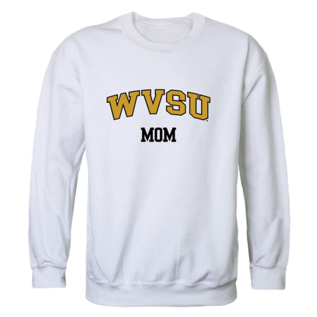WVSU West Virginia State University Yellow Jackets Mom Fleece Crewneck Pullover Sweatshirt Black Small-Campus-Wardrobe