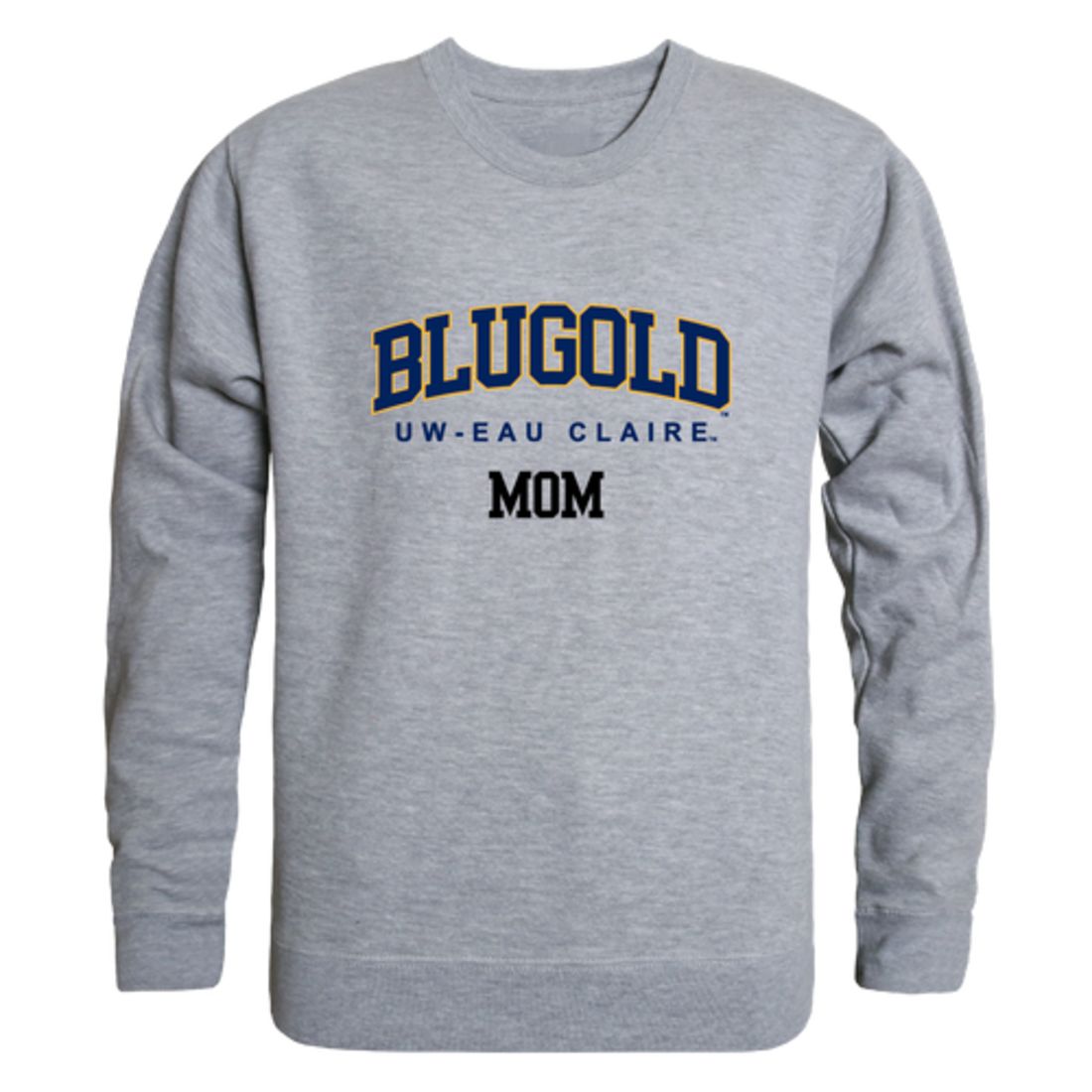UWEC University of Wisconsin-Eau Claire Blugolds Mom Fleece Crewneck Pullover Sweatshirt Heather Grey Small-Campus-Wardrobe