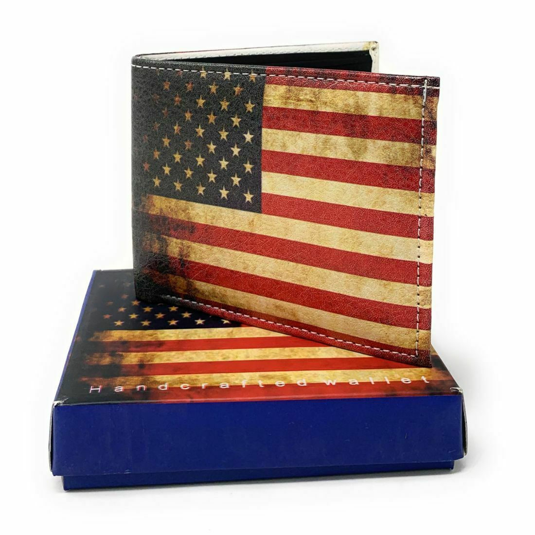 USA Patriotic Bifold Wallets In Gift Box Mens Womens Youth-UNCATEGORIZED-Empire Cove-LIM-VL562-RAGGED_AMERICAN_FLAG-Casaba Shop