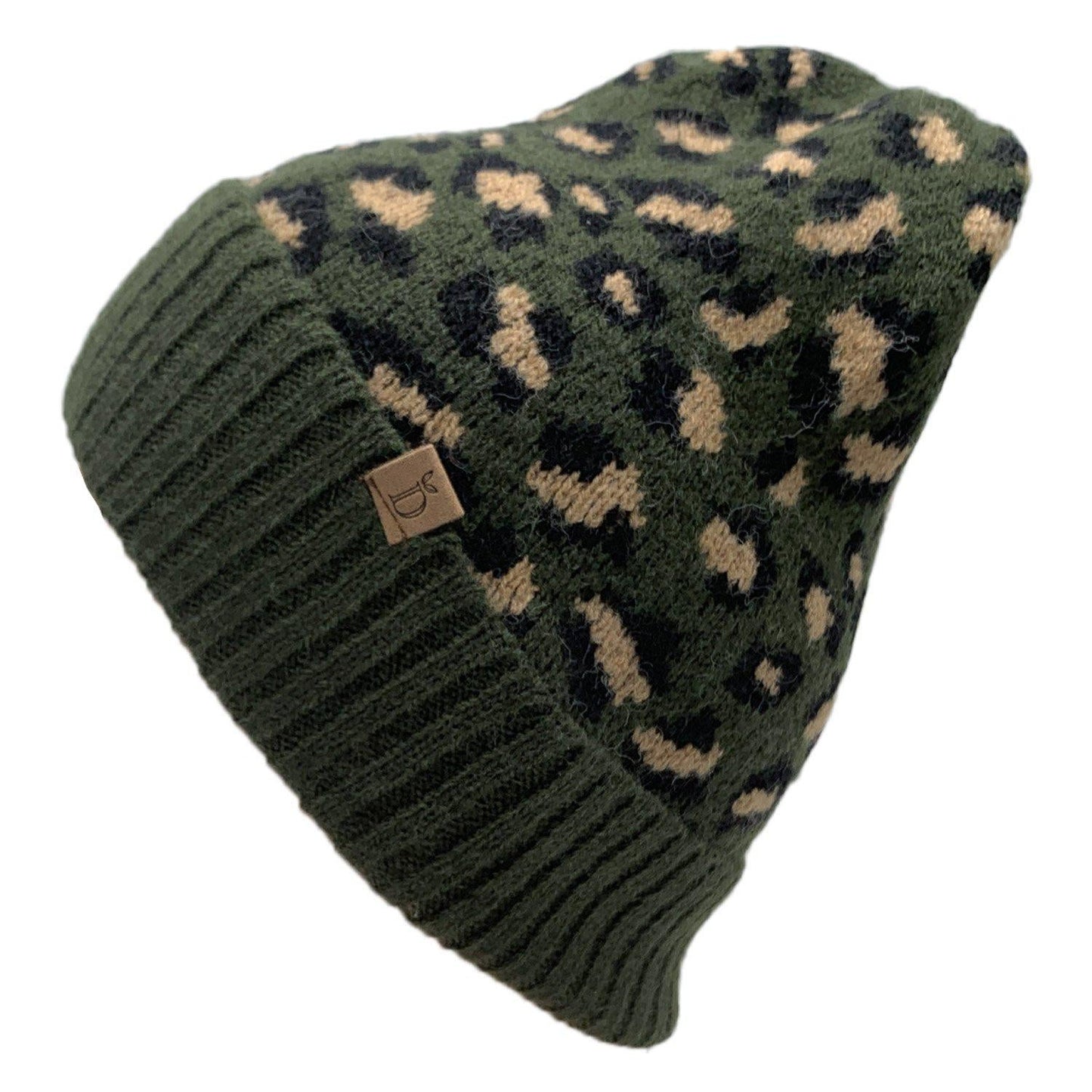 Empire Cove Winter Knit Ribbed Leopard Cuff Beanie-UNCATEGORIZED-Empire Cove-Mustard-Casaba Shop