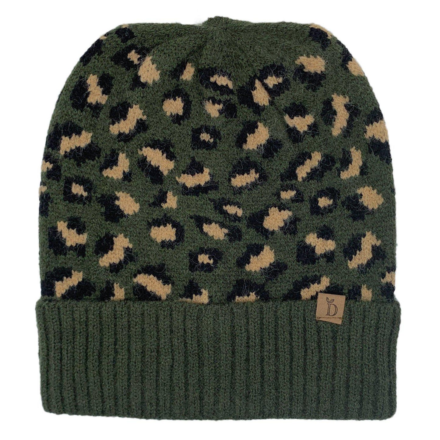 Empire Cove Winter Set Knit Ribbed Leopard Cuff Beanie and Touch Screen Gloves Gift Set-Hat/gloves-Empire Cove-Black-Casaba Shop