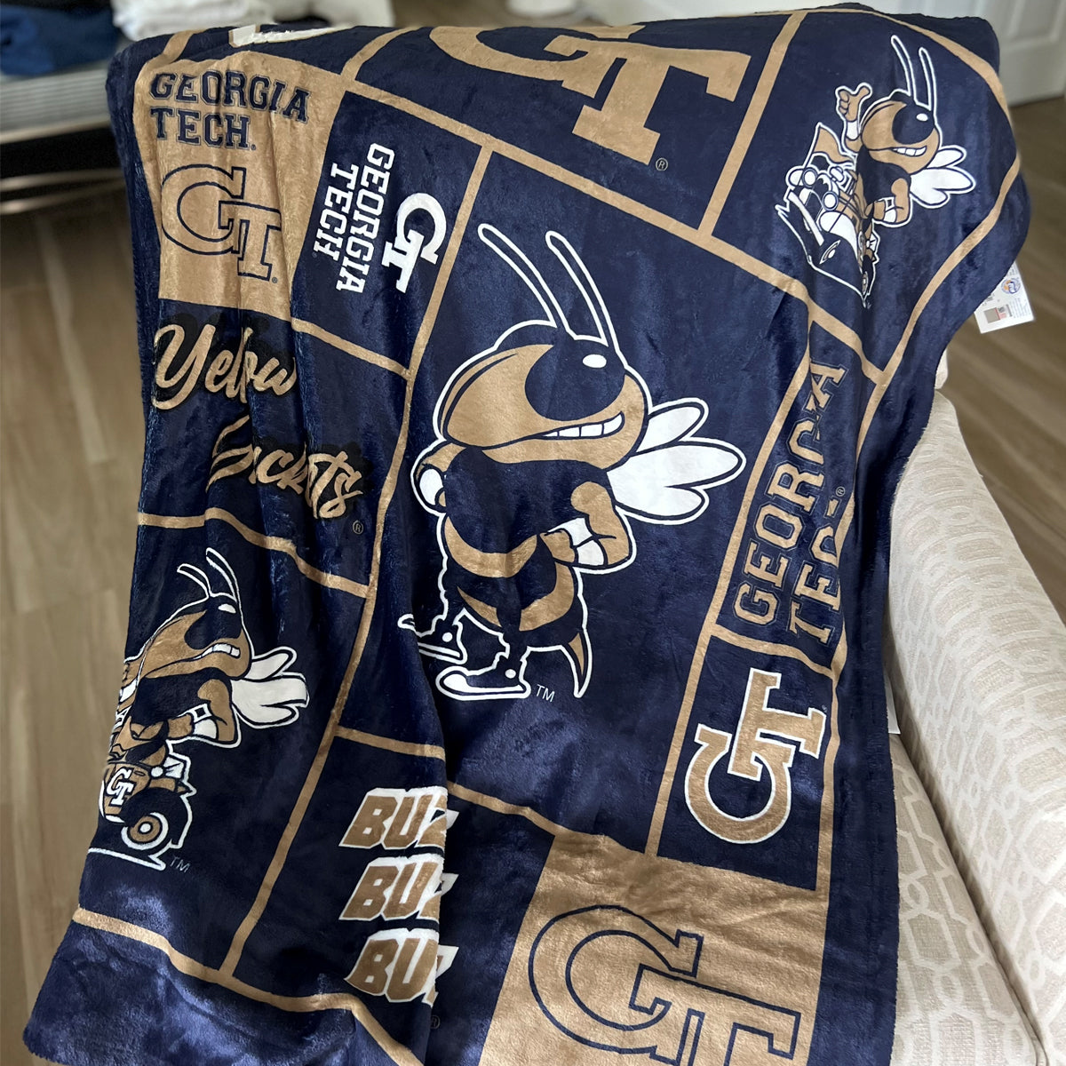 Howard University Bison Kids Game Day Navy Plush Soft Minky Blanket 36 x 48 Mascot