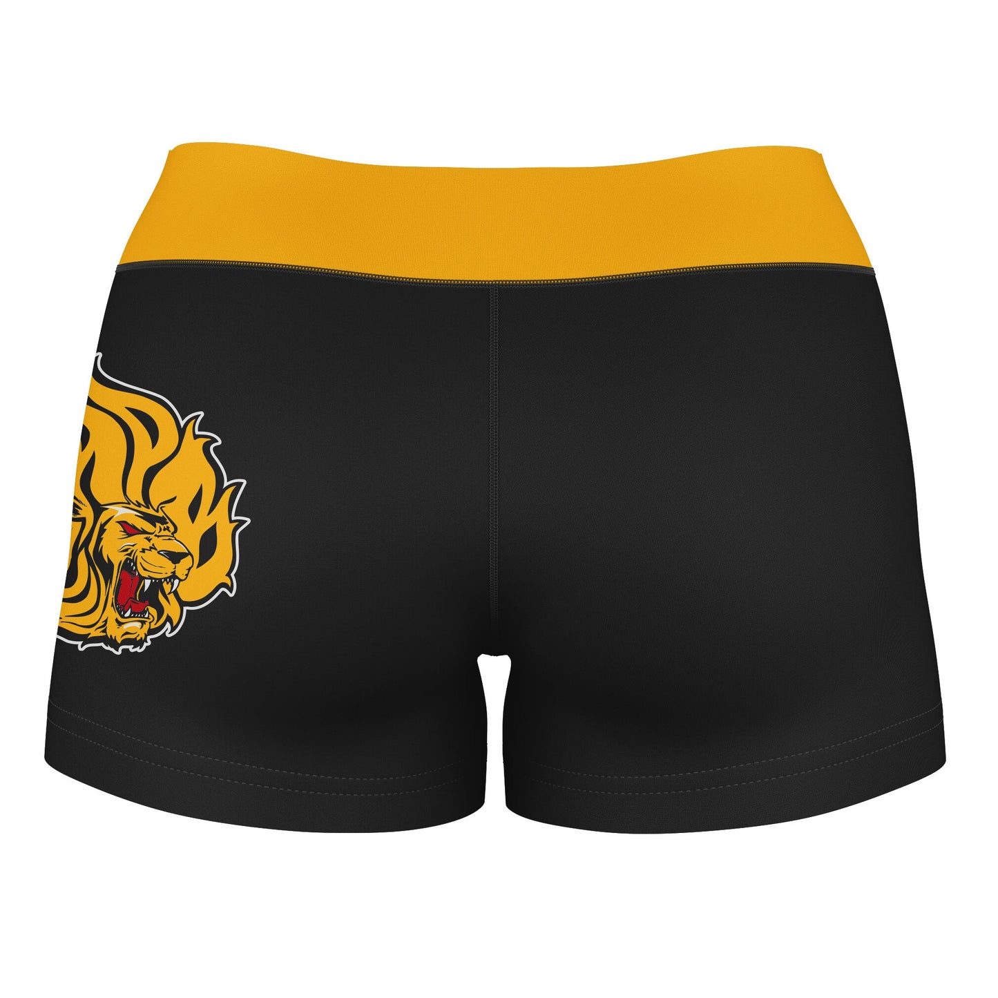 UAPB  Goden Lions Vive La Fete Logo on Thigh and Waistband Black & Gold Women Yoga Booty Workout Shorts 3.75 Inseam" - Vive La F̻te - Online Apparel Store