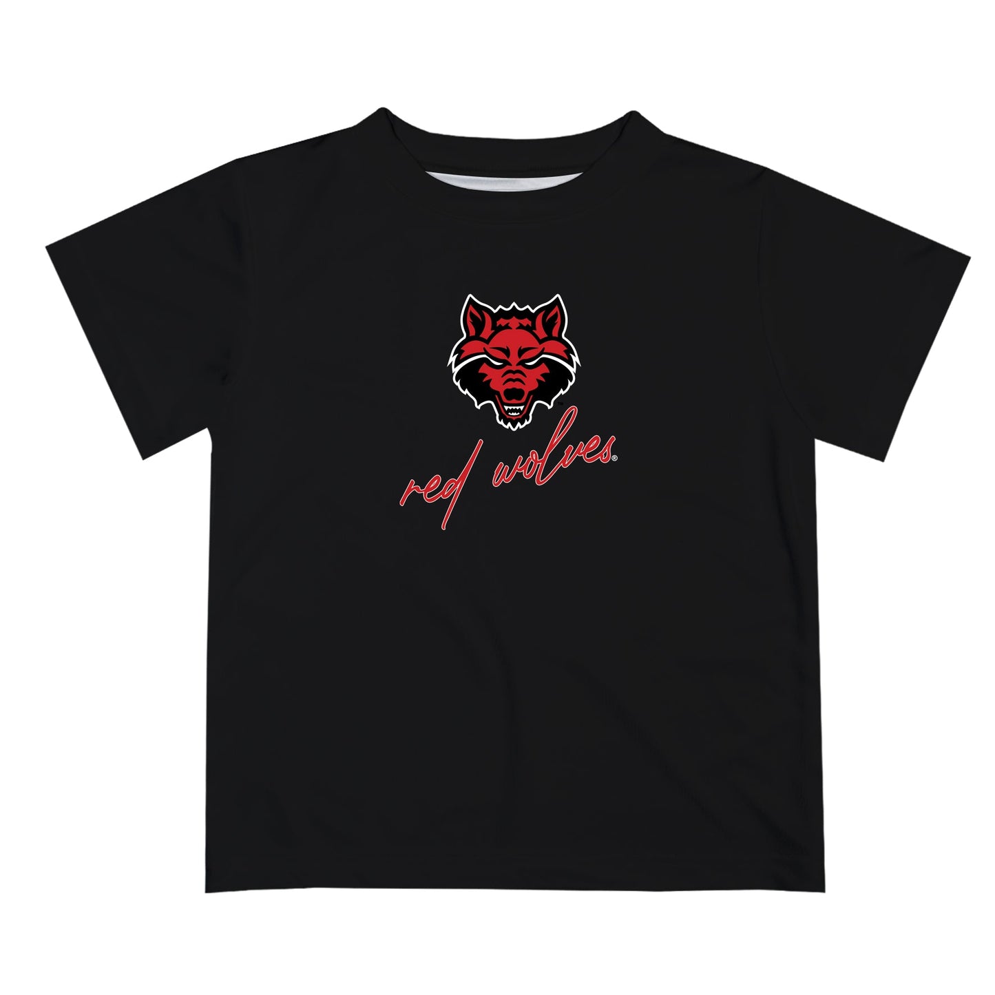 Arkansas State Red Wolves Vive La Fete Script V1 Black Short Sleeve Tee Shirt