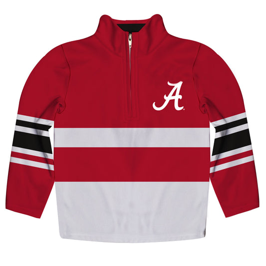 Alabama Logo Stripes Red Long Sleeve Quarter Zip Sweatshirt by Vive La Fete