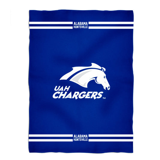Alabama at Huntsville Chargers Game Day Soft Premium Fleece Blue Throw Blanket 40 x 58 Logo and Stripes