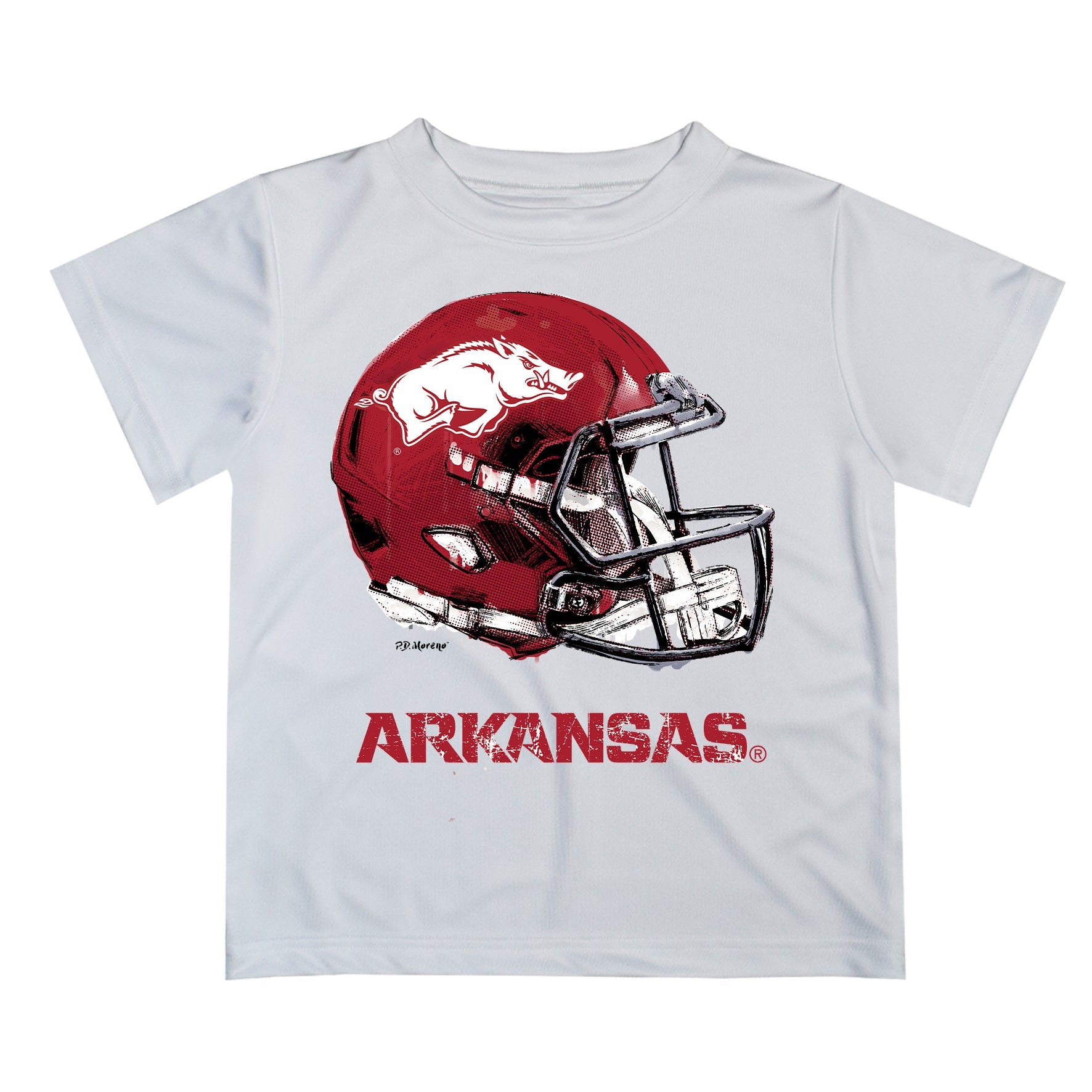 Arkansas Razorbacks Original Dripping Football Helmet White T-Shirt fo
