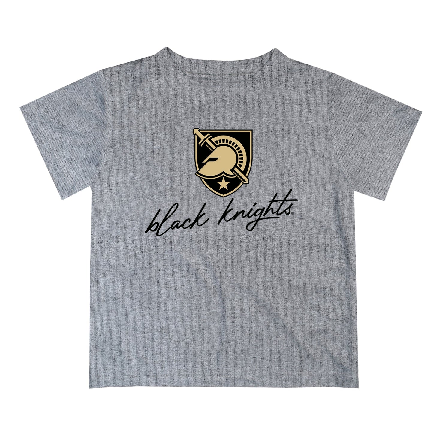 US Military ARMY Black Knights Vive La Fete Script V1 Heather Gray Short Sleeve Tee Shirt