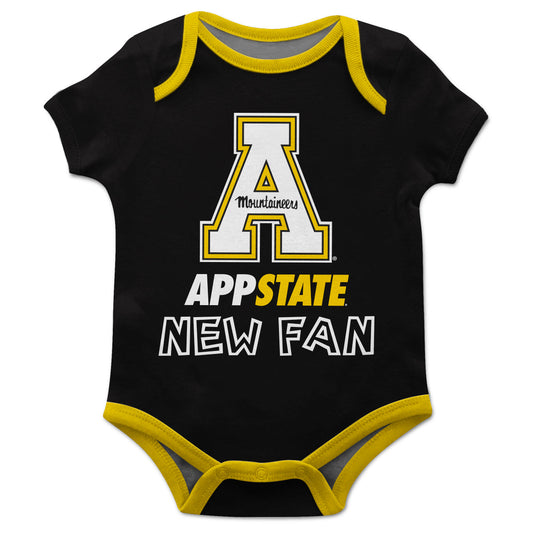 Appalachian State Mountaineers Black Boys One Piece Jumpsuit Short Sleeve by Vive La Fete